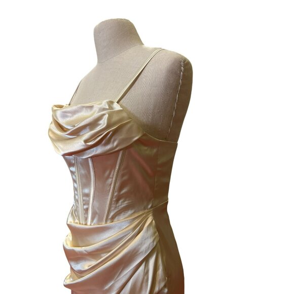 Lindo Noiva Elegant Satin Evening Gown Bridal Bride Corset Formal Prom Homecomin - Picture 5 of 14